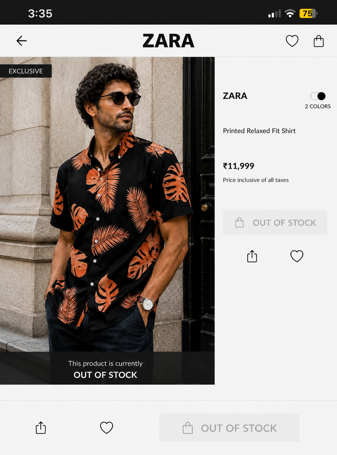ZARA HALF SHIRT