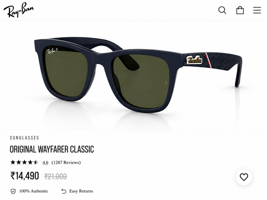 RAY BAN NAVY BLUE PREMIUM SUNGLASSES