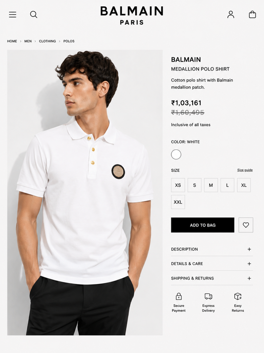 BALMAIN PARIS WHITE TSHIRT