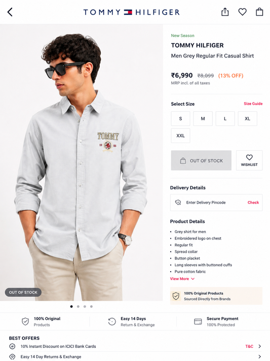 TOMMY HILFIGER LIGHT GREY SHIRT