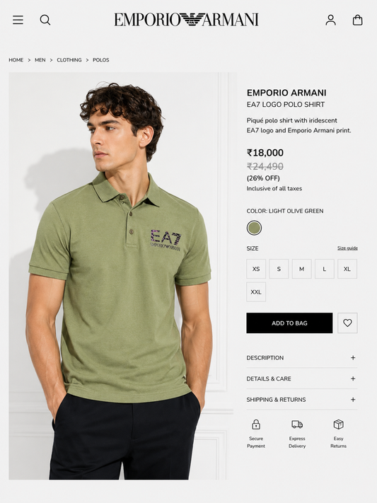 EMPORIO ARMANI EA7 LIGHT OLIVE GREEN TSHIRT