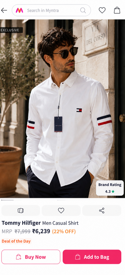 TOMMY HILFIGER SIDE STRIP WHITE SHIRT