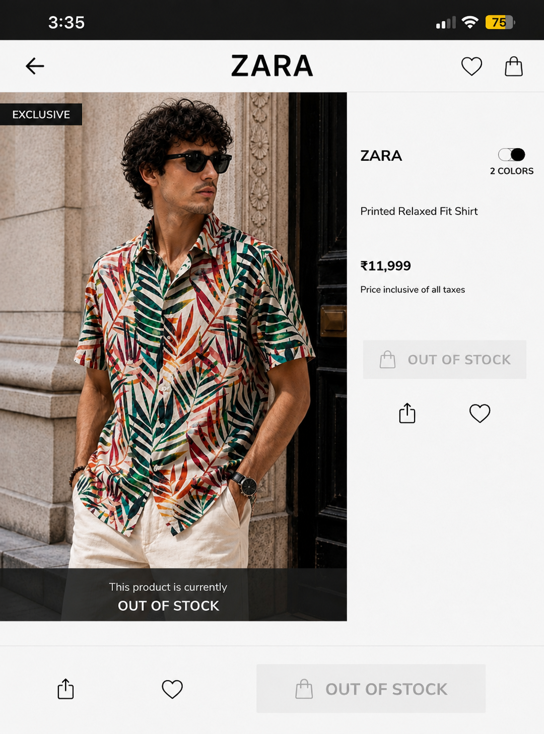 ZARA HALF SHIRT