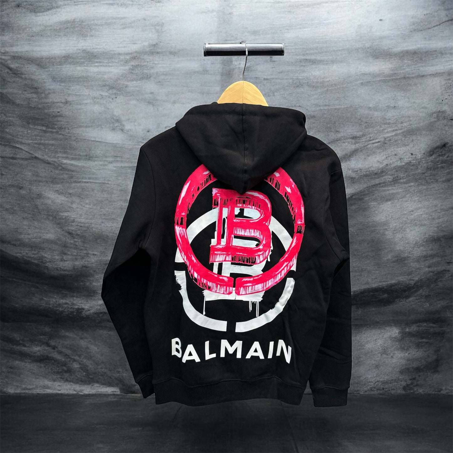 BALMAIN PARIS MEN'S PREMIUM BLACK HOODIE