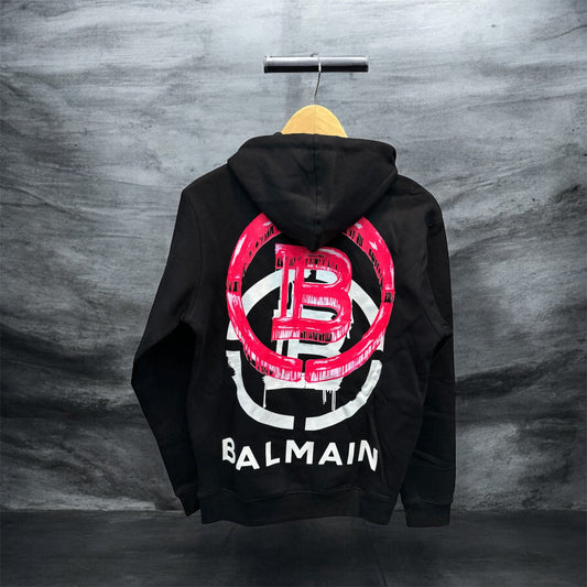 BALMAIN PARIS MEN'S PREMIUM BLACK HOODIE
