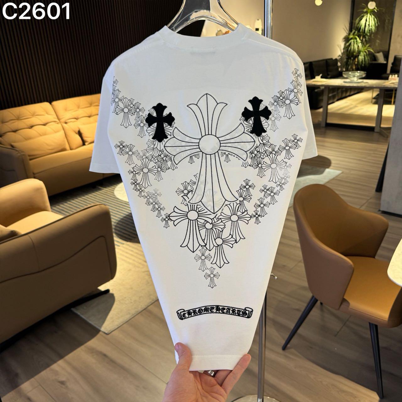 CHROME HEART IMPORTED LUXURY HIGH QUALITY WHITE TSHIRT